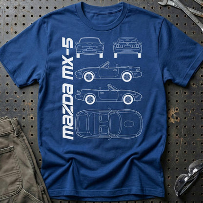 Mazda Mx-5 (Nb) Unisex T-Shirt , Bomuld-Beklædning-Mazda-Blå Royal-S-Garage Culture Shop- garage - man cave - merchandise