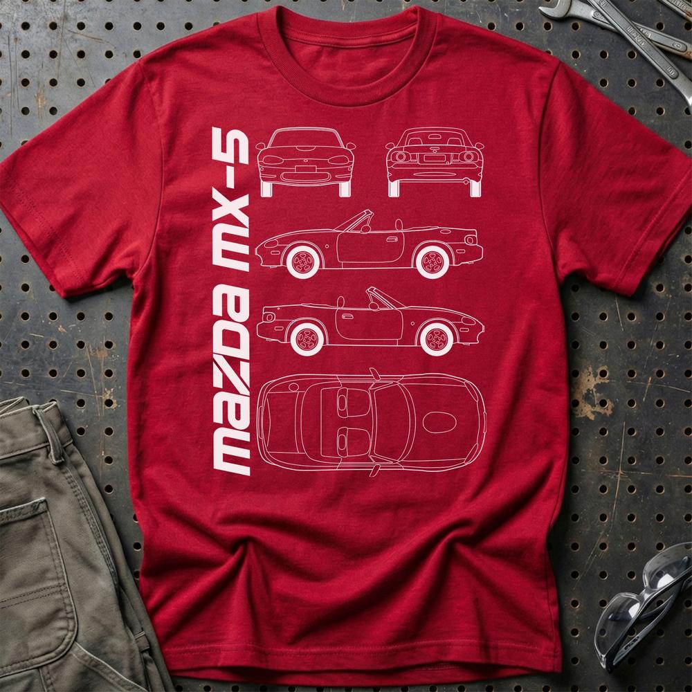 Mazda Mx-5 (Nb) Unisex T-Shirt , Bomuld-Beklædning-Mazda-Rød-S-Garage Culture Shop- garage - man cave - merchandise