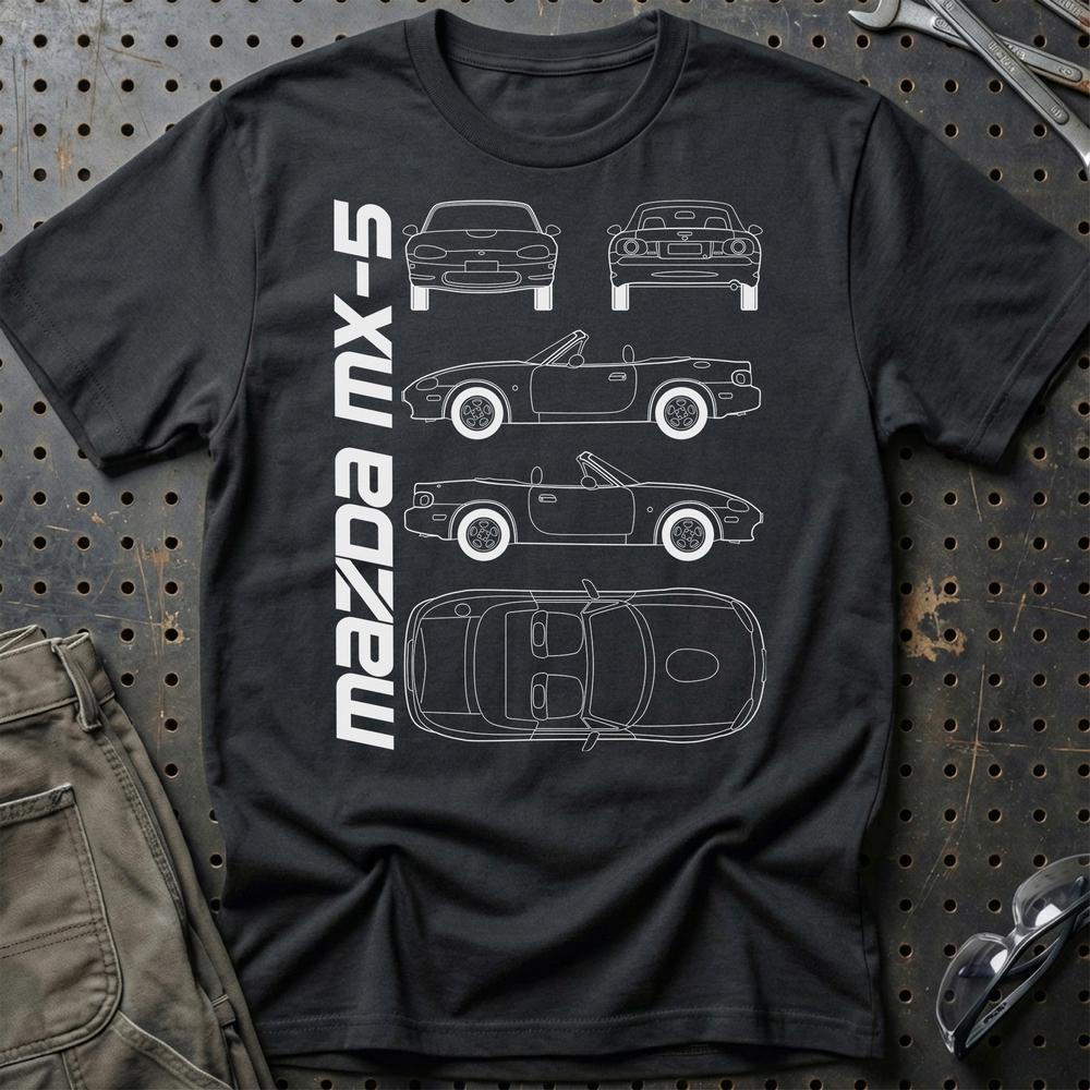 Mazda Mx-5 (Nb) Unisex T-Shirt , Bomuld-Beklædning-Mazda-Sort-S-Garage Culture Shop- garage - man cave - merchandise