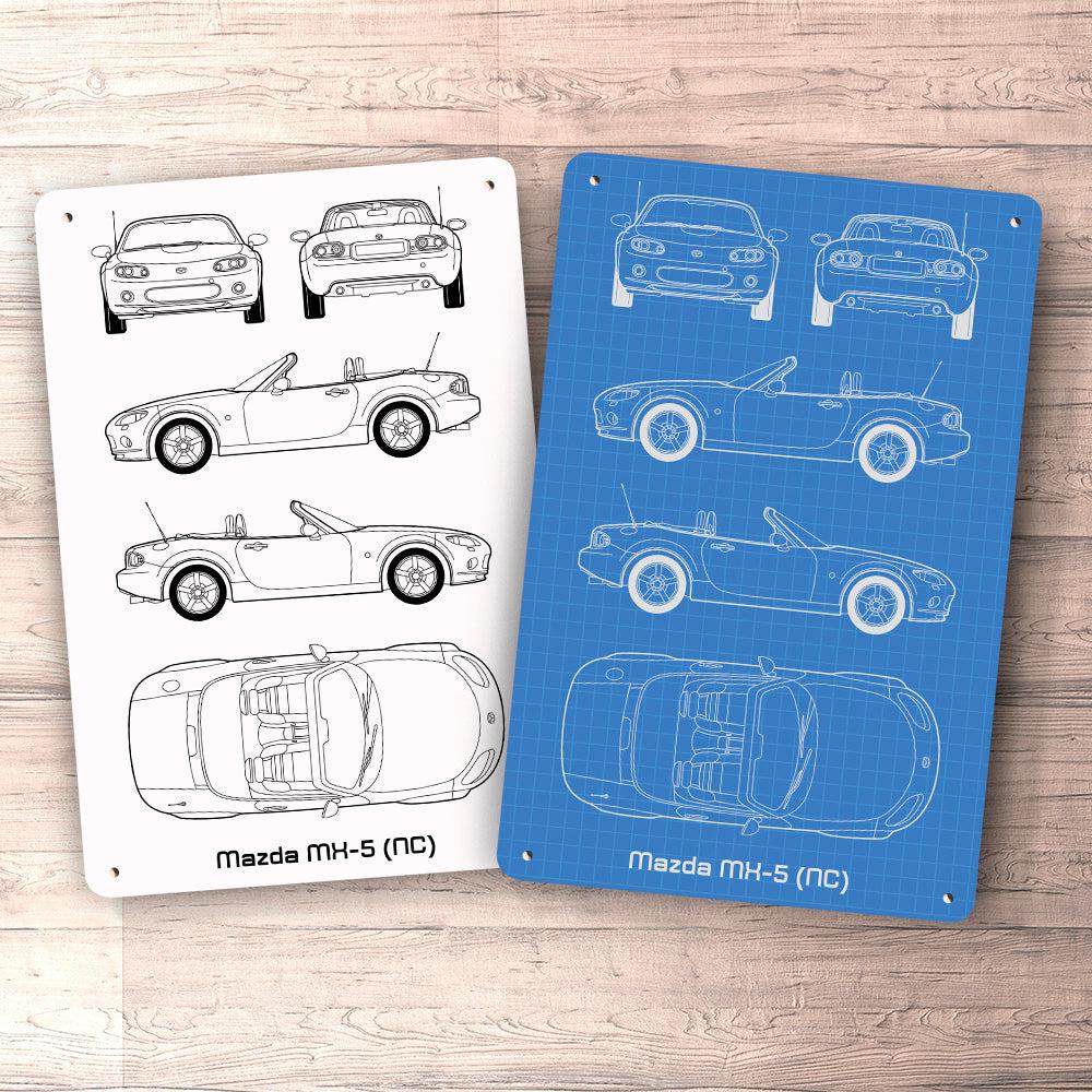 Mazda Mx-5 (Nc) Blueprint Skilte, Musemåtte, Dørmåtte , Plakat-Blueprint-Mazda-Garage Culture Shop- garage - man cave - merchandise