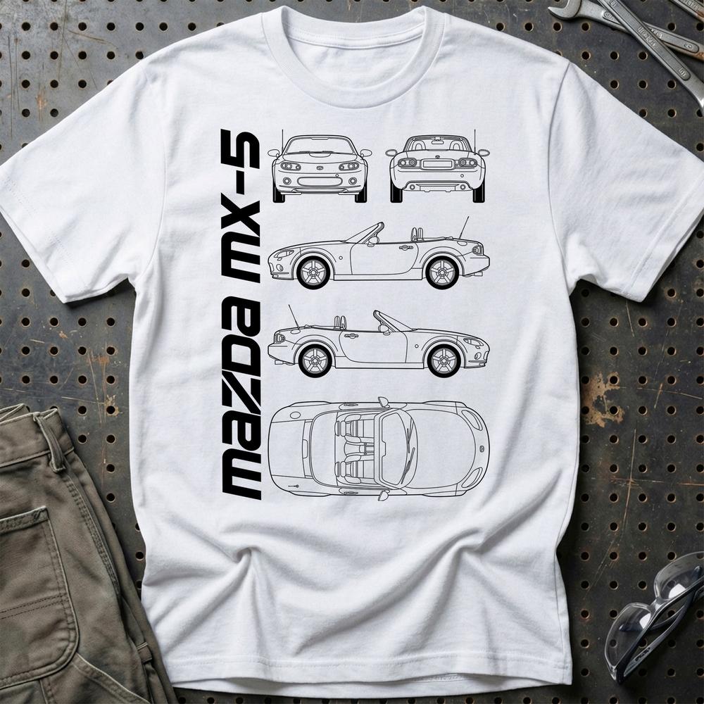 Mazda Mx-5 (Nc) Unisex T-Shirt , Bomuld-Beklædning-Mazda-Hvid-S-Garage Culture Shop- garage - man cave - merchandise