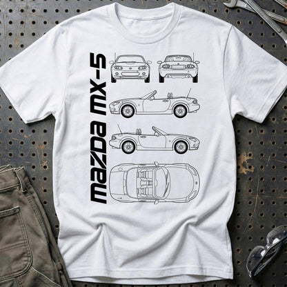 Mazda Mx-5 (Nc) Unisex T-Shirt , Bomuld-Beklædning-Mazda-Hvid-S-Garage Culture Shop- garage - man cave - merchandise