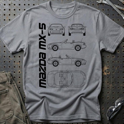 Mazda Mx-5 (Nc) Unisex T-Shirt , Bomuld-Beklædning-Mazda-Grå Sport-S-Garage Culture Shop- garage - man cave - merchandise