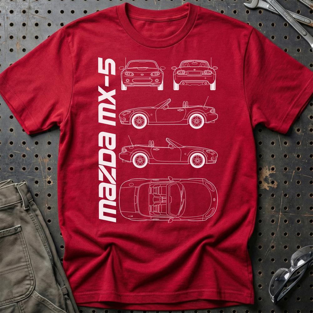Mazda Mx-5 (Nc) Unisex T-Shirt , Bomuld-Beklædning-Mazda-Rød-S-Garage Culture Shop- garage - man cave - merchandise