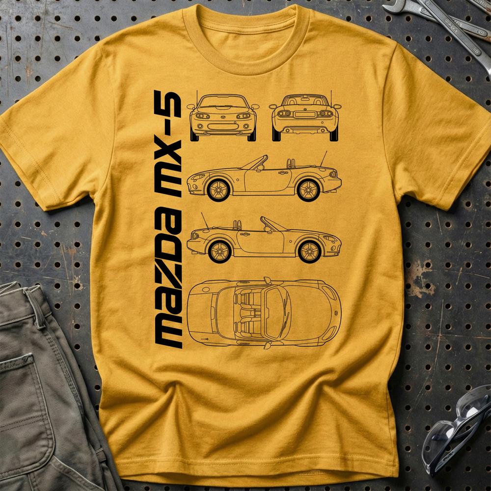 Mazda Mx-5 (Nc) Unisex T-Shirt , Bomuld-Beklædning-Mazda-Guld-S-Garage Culture Shop- garage - man cave - merchandise