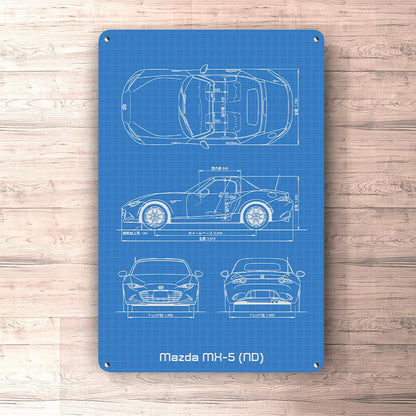 Mazda Mx-5 (Nd) Blueprint Skilte, Musemåtte, Dørmåtte-Blueprint-Mazda-Garage Culture Shop- garage - man cave - merchandise