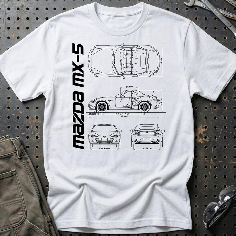Mazda Mx-5 (Nd) T-Shirt-Beklædning-Mazda-Hvid-S-Garage Culture Shop- garage - man cave - merchandise