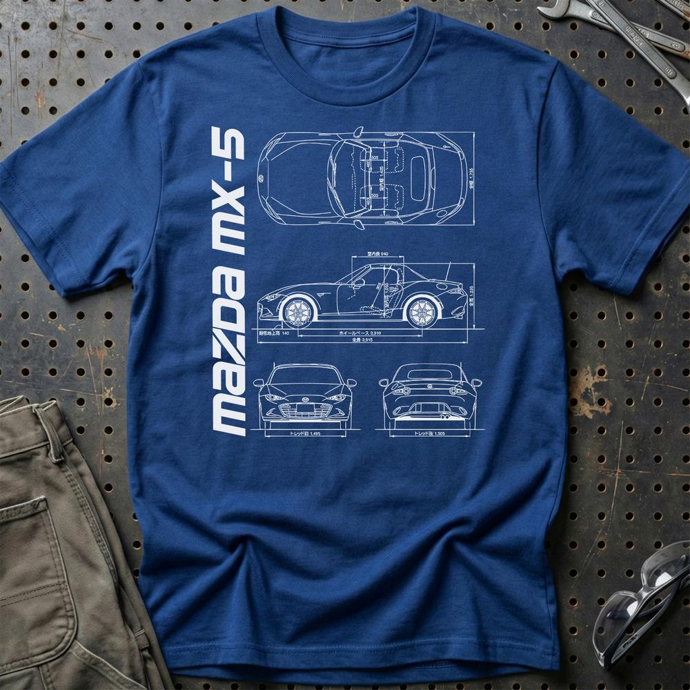 Mazda Mx-5 (Nd) T-Shirt-Beklædning-Mazda-Blå Royal-S-Garage Culture Shop- garage - man cave - merchandise