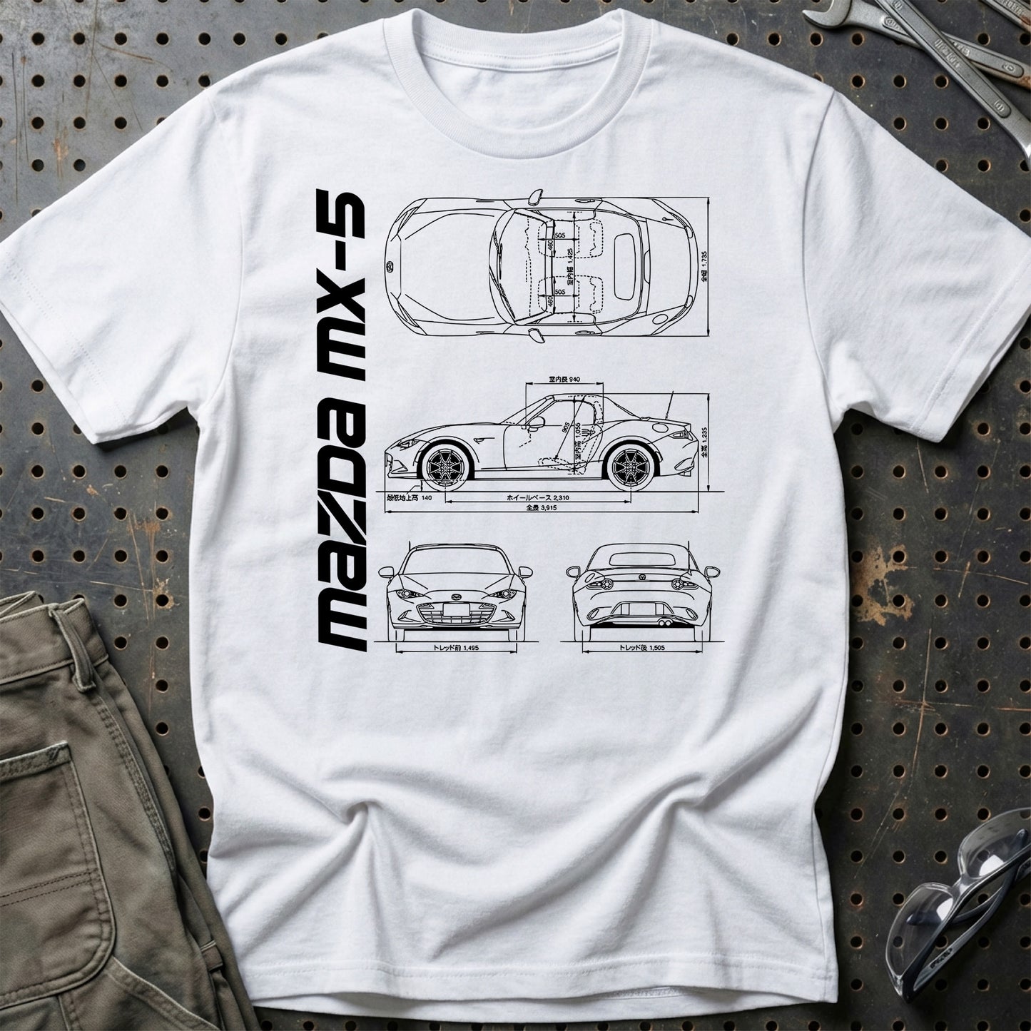 Mazda Mx-5 (Nd) Unisex T-Shirt , Bomuld-Beklædning-Mazda-Hvid-S-Garage Culture Shop- garage - man cave - merchandise