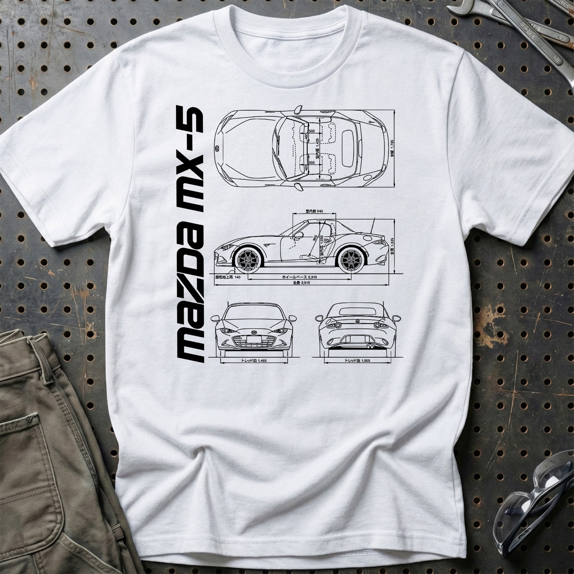 Mazda Mx-5 (Nd) Unisex T-Shirt , Bomuld-Beklædning-Mazda-Hvid-S-Garage Culture Shop- garage - man cave - merchandise