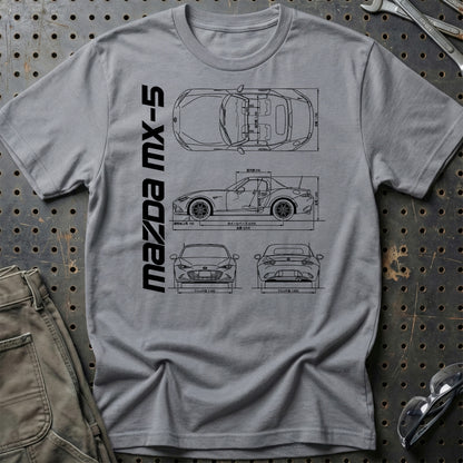 Mazda Mx-5 (Nd) Unisex T-Shirt , Bomuld-Beklædning-Mazda-Grå Sport-S-Garage Culture Shop- garage - man cave - merchandise