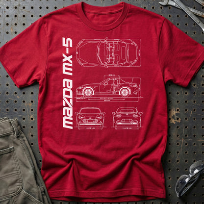 Mazda Mx-5 (Nd) Unisex T-Shirt , Bomuld-Beklædning-Mazda-Rød-S-Garage Culture Shop- garage - man cave - merchandise