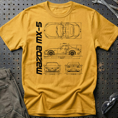 Mazda Mx-5 (Nd) Unisex T-Shirt , Bomuld-Beklædning-Mazda-Guld-S-Garage Culture Shop- garage - man cave - merchandise