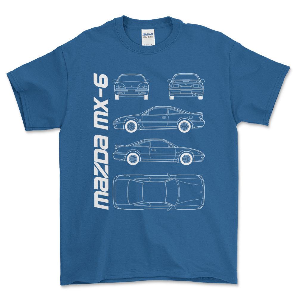Mazda Mx-6 (Ge) T-Shirt-Beklædning-Mazda-Blå Royal-S-Garage Culture Shop- garage - man cave - merchandise