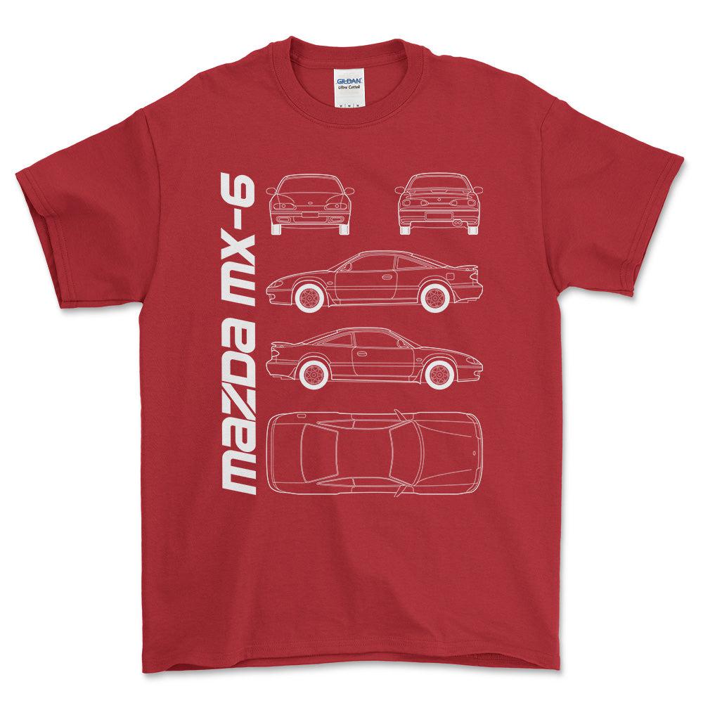 Mazda Mx-6 (Ge) T-Shirt-Beklædning-Mazda-Rød-S-Garage Culture Shop- garage - man cave - merchandise