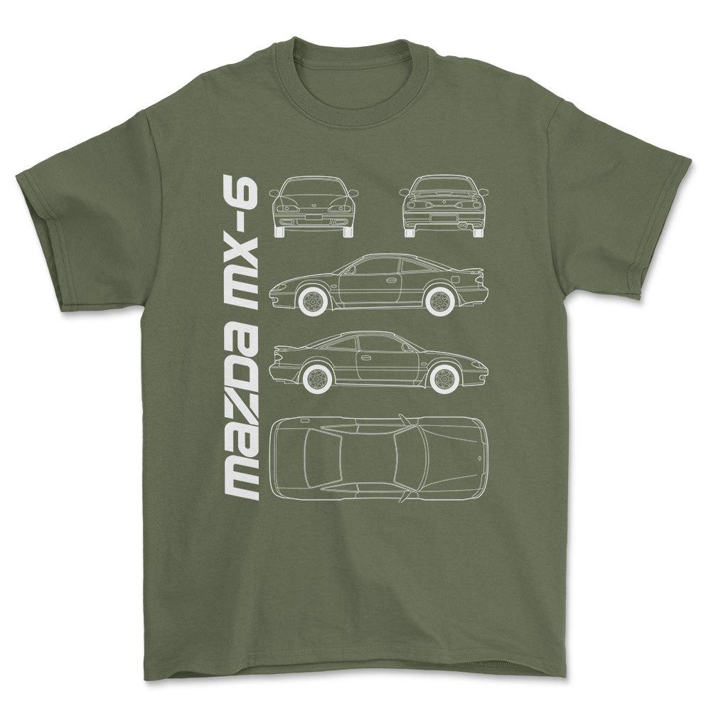 Mazda Mx-6 (Ge) T-Shirt-Beklædning-Mazda-Grøn Militær-S-Garage Culture Shop- garage - man cave - merchandise