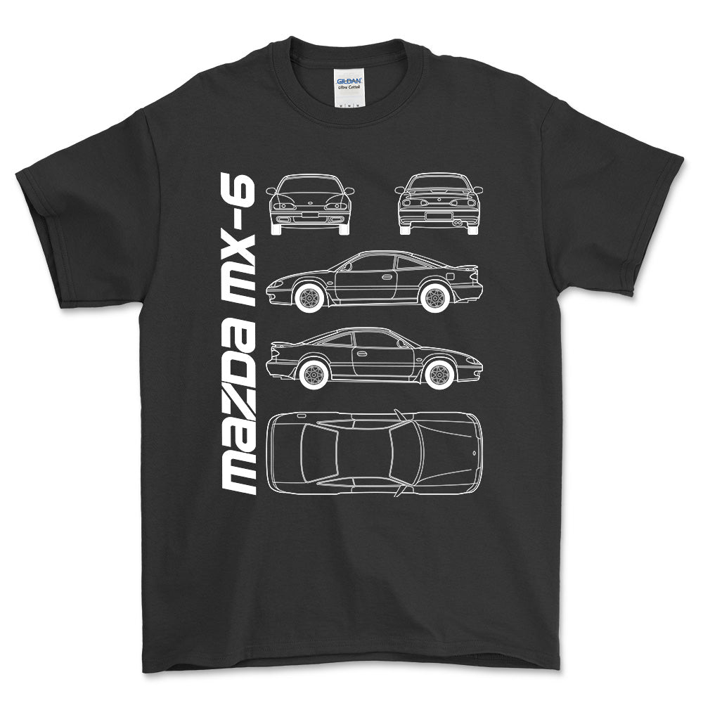 Mazda Mx-6 (Ge) T-Shirt-Beklædning-Mazda-Sort-S-Garage Culture Shop- garage - man cave - merchandise