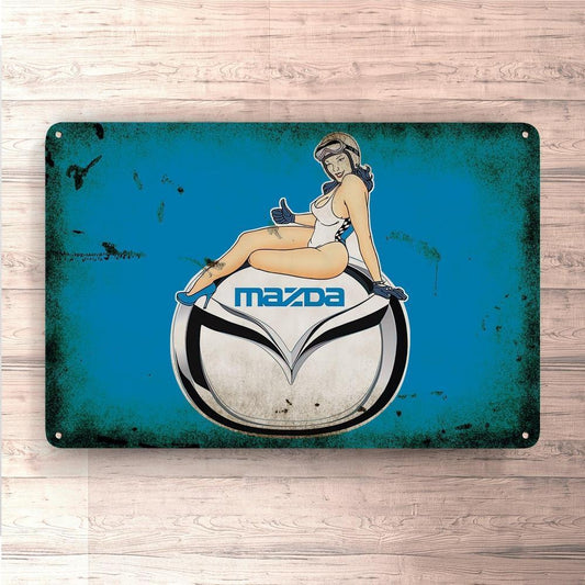 Mazda Pin-Up Vintage Skilte, Musemåtte, Dørmåtte , Plakat-Skilte-Mazda-Garage Culture Shop- garage - man cave - merchandise