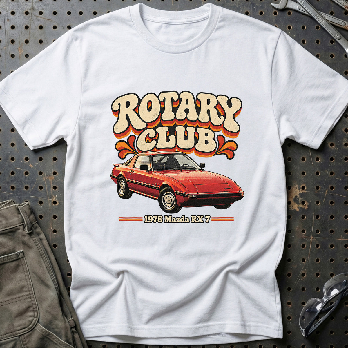 
Mazda RX-7 1978 – Rotary Club T-Shirt – Hvid
