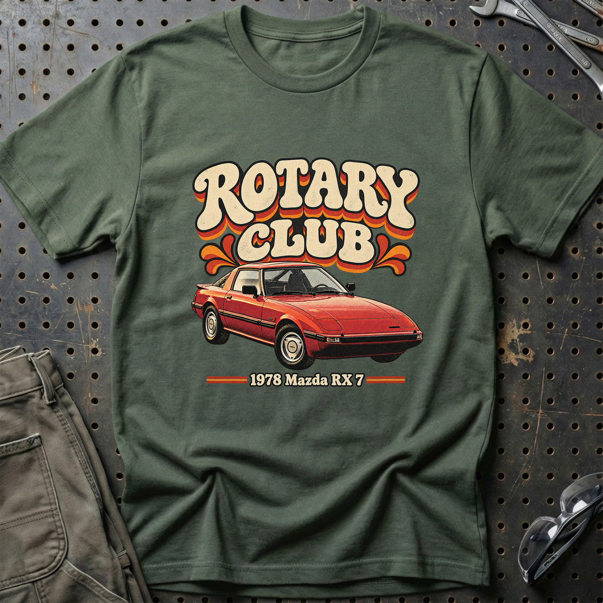 
Mazda RX-7 1978 – Rotary Club T-Shirt – Grøn Militær