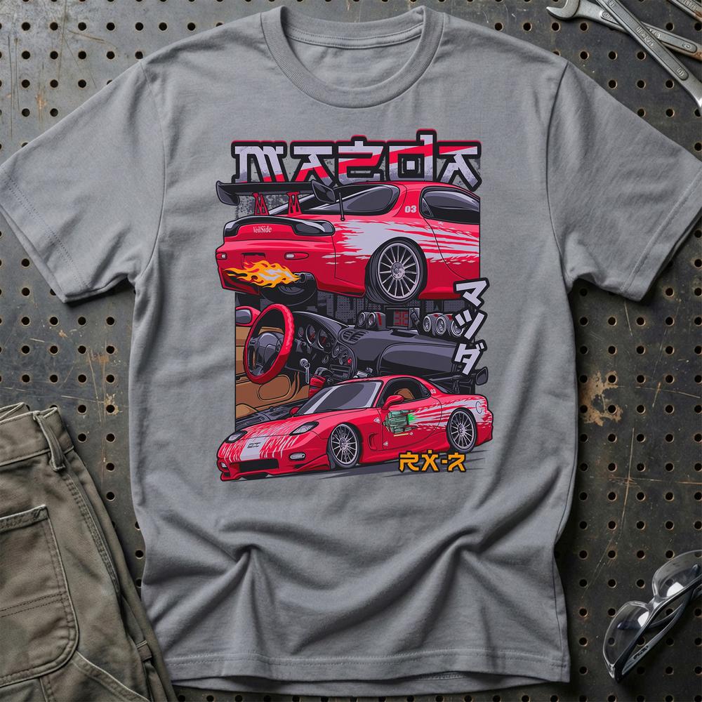 Mazda RX7 Fast And Furios Cars T-Shirt-Beklædning-Mazda-Grå Sport-S-Garage Culture Shop- garage - man cave - merchandise
