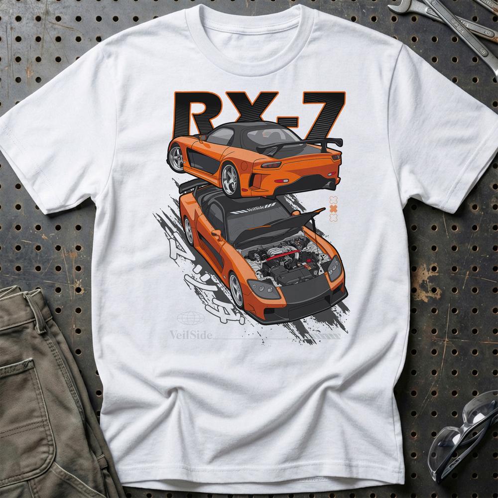 Mazda RX7 Hans Fast And Furios Cars T-Shirt-Beklædning-Mazda-Hvid-S-Garage Culture Shop- garage - man cave - merchandise