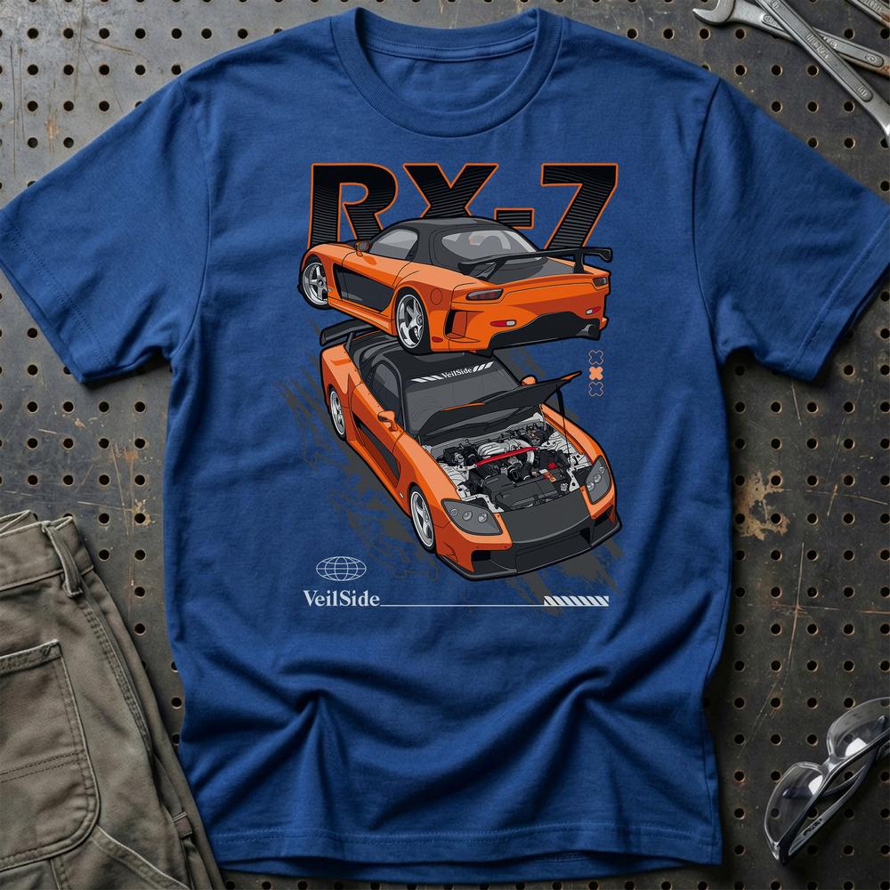 Mazda RX7 Hans Fast And Furios Cars T-Shirt-Beklædning-Mazda-Blå Royal-S-Garage Culture Shop- garage - man cave - merchandise