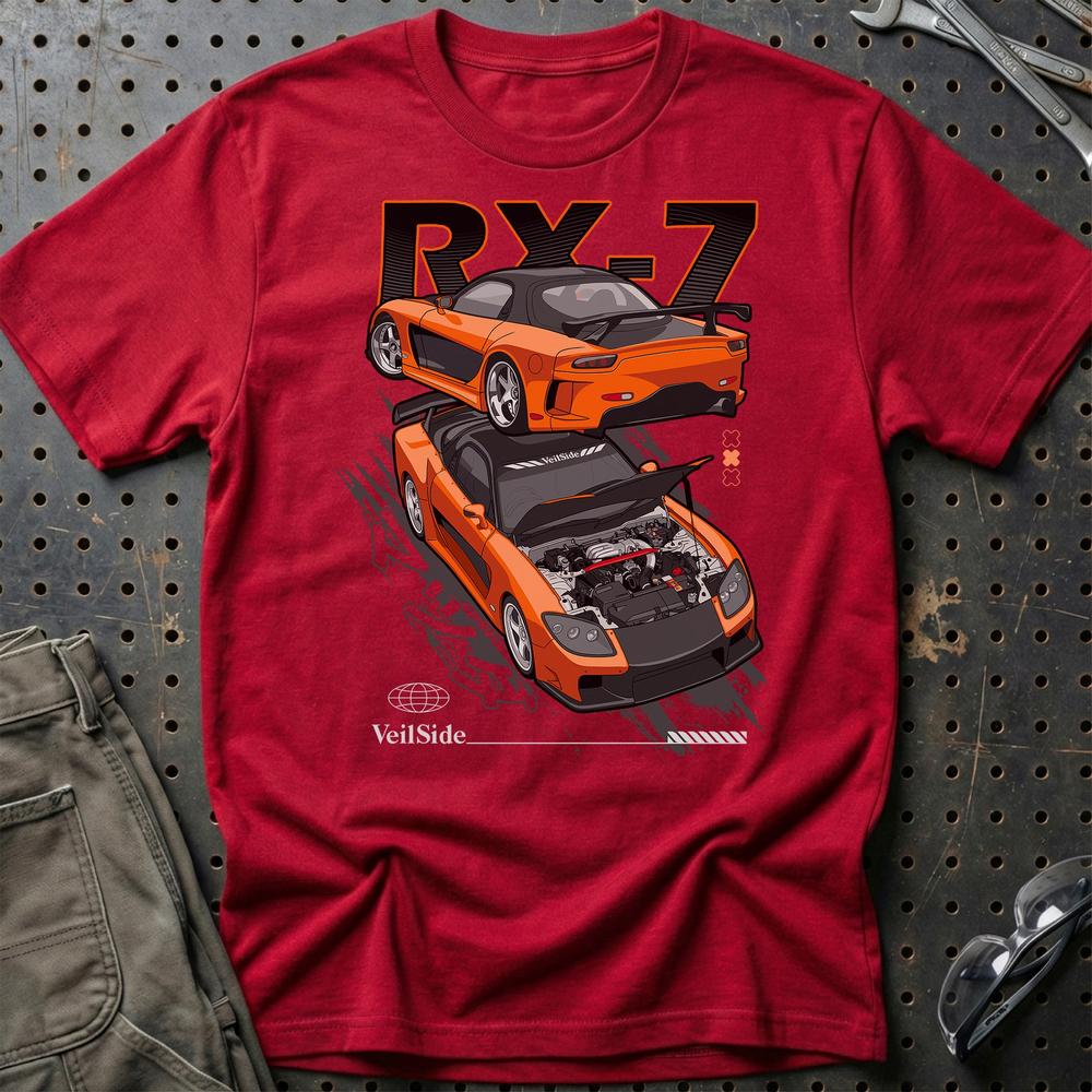 Mazda RX7 Hans Fast And Furios Cars T-Shirt-Beklædning-Mazda-Rød-S-Garage Culture Shop- garage - man cave - merchandise