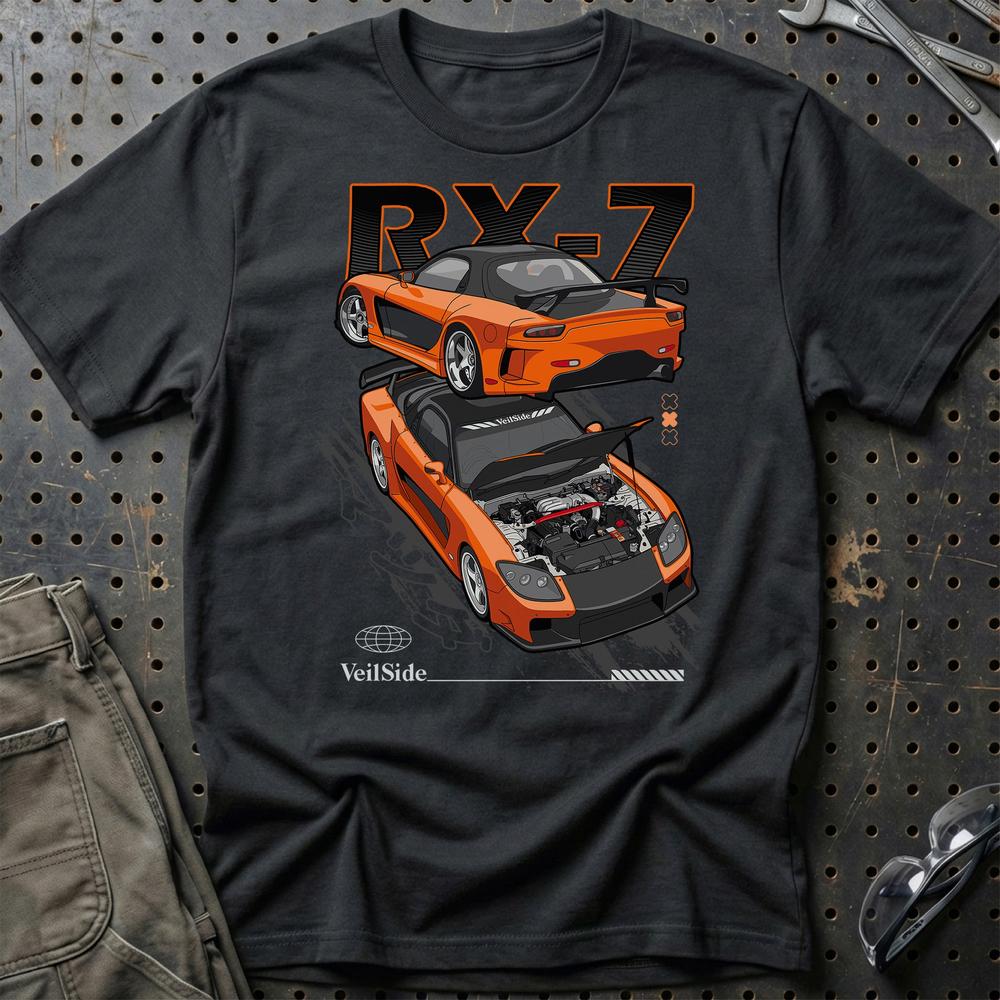 Mazda RX7 Hans Fast And Furios Cars T-Shirt-Beklædning-Mazda-Sort-S-Garage Culture Shop- garage - man cave - merchandise
