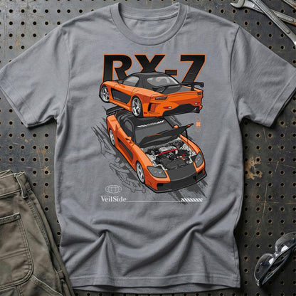 Mazda RX7 Hans Fast And Furios Cars - Unisex T-Shirt-Beklædning-Mazda-Grå Sport-S-Garage Culture Shop- garage - man cave - merchandise