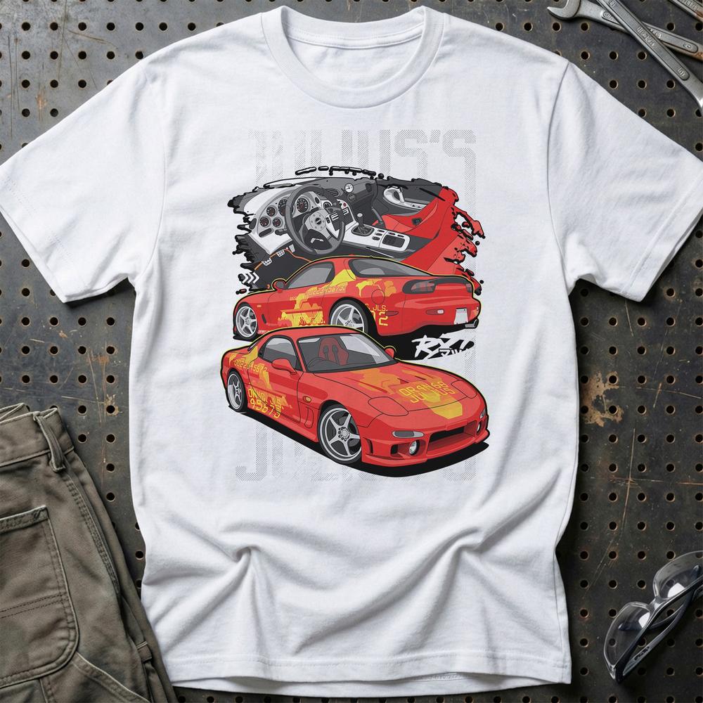 Mazda RX7 Julius Fast And Furios Cars T-Shirt-Beklædning-Mazda-Hvid-S-Garage Culture Shop- garage - man cave - merchandise