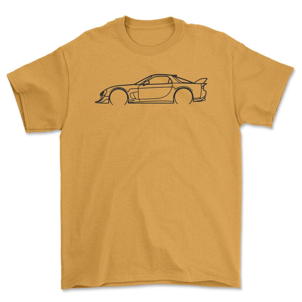 Mazda RX7 Outline T-Shirt-Beklædning-Mazda-Guld-S-Garage Culture Shop- garage - man cave - merchandise