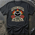 Mazda Rigtige Kvinder Kører – Roser og Flammer T-Shirt – Sort