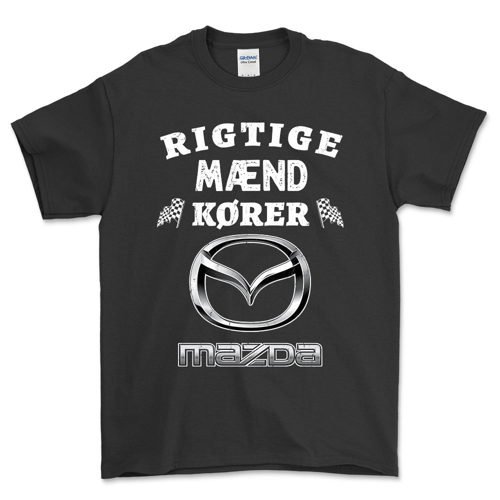 Mazda Rigtige Mænd Kører - Unisex T-Shirt , Bomuld-Beklædning-Mazda-Sort-S-Forside-Garage Culture Shop- garage - man cave - merchandise
