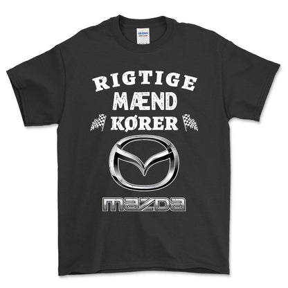 Mazda Rigtige Mænd Kører - Unisex T-Shirt , Bomuld-Beklædning-Mazda-Sort-S-Forside-Garage Culture Shop- garage - man cave - merchandise