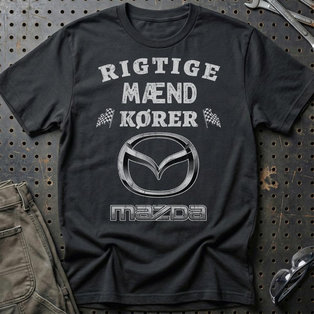 Mazda Rigtige Mænd Kører - Unisex T-Shirt , Bomuld-Beklædning-Mazda-Sort-S-Garage Culture Shop- garage - man cave - merchandise