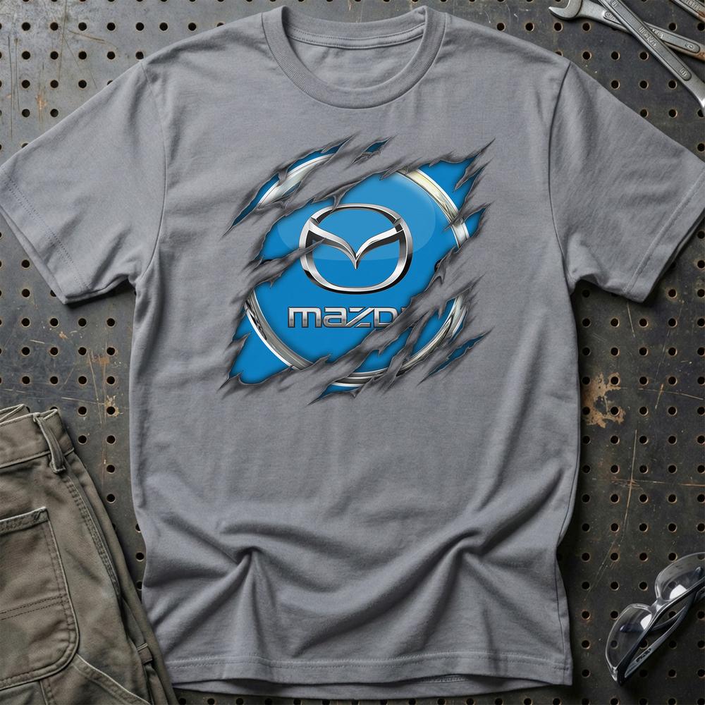 Mazda Ripped T-Shirt-Beklædning-Mazda-Grå Sport-S-Garage Culture Shop- garage - man cave - merchandise