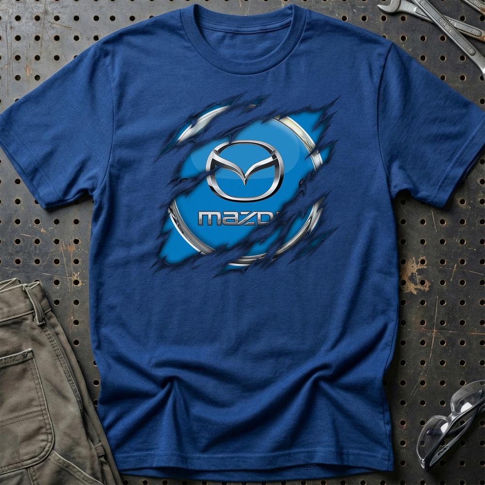 Mazda Ripped T-Shirt-Beklædning-Mazda-Blå Royal-S-Garage Culture Shop- garage - man cave - merchandise