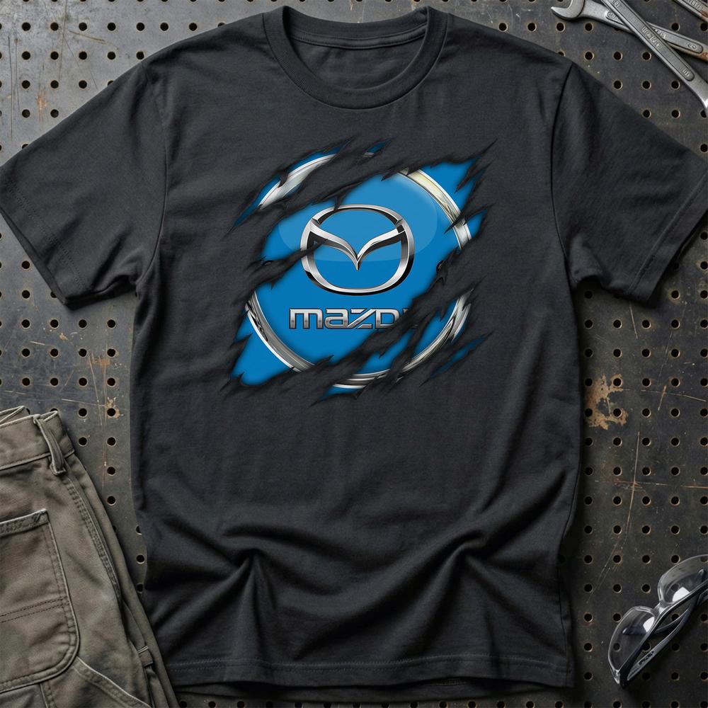 Mazda Ripped T-Shirt-Beklædning-Mazda-Sort-S-Garage Culture Shop- garage - man cave - merchandise