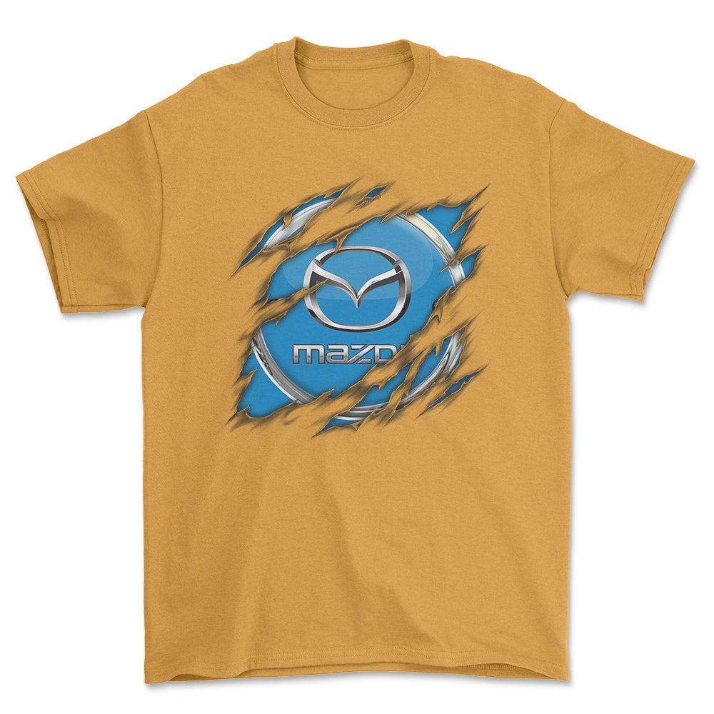 Mazda Ripped Unisex T-Shirt , Bomuld-Beklædning-Mazda-Guld-S-Forside-Garage Culture Shop- garage - man cave - merchandise
