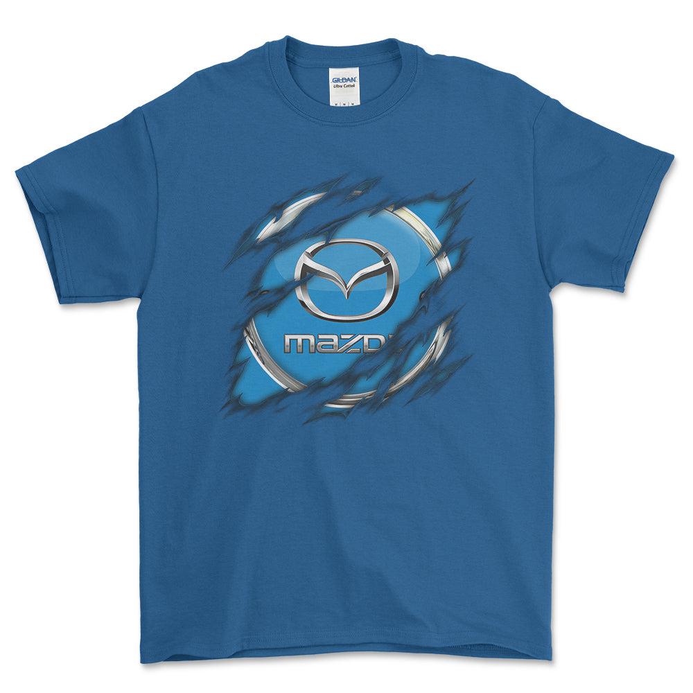 Mazda Ripped Unisex T-Shirt , Bomuld-Beklædning-Mazda-Blå Royal-S-Forside-Garage Culture Shop- garage - man cave - merchandise