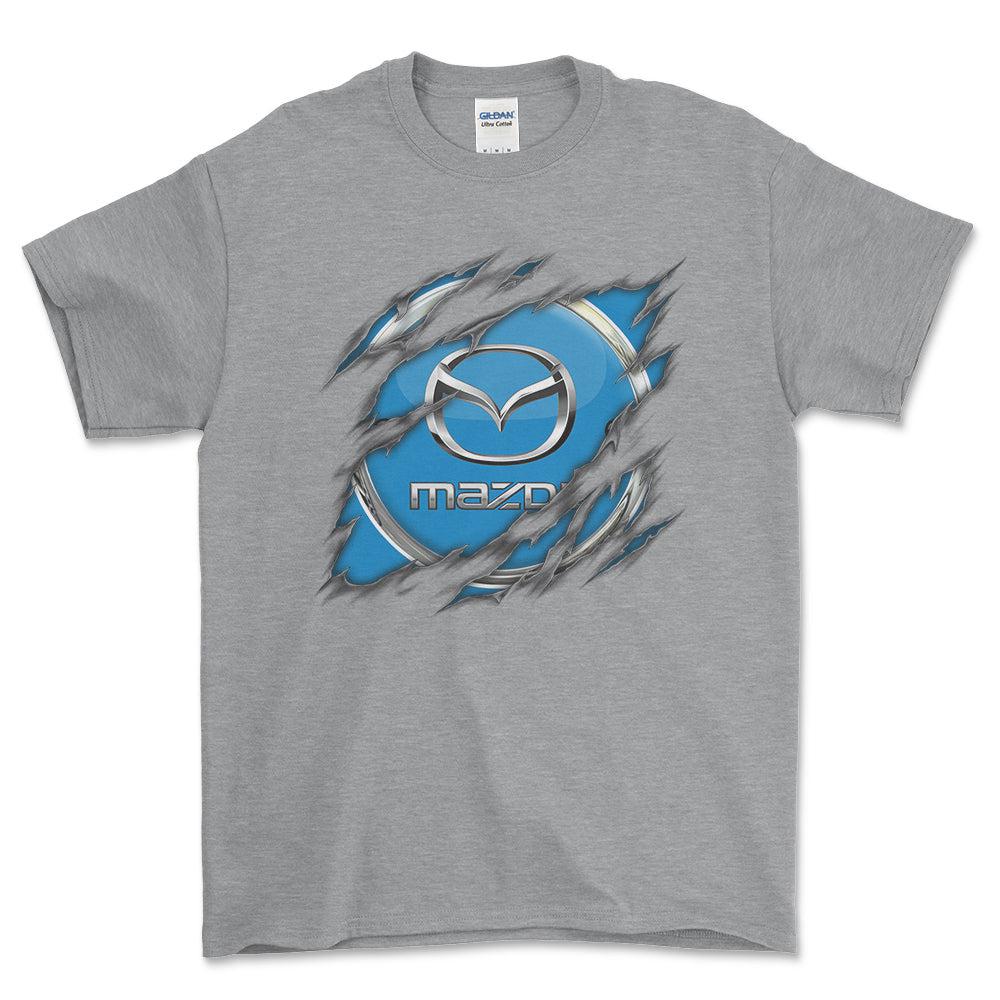 Mazda Ripped Unisex T-Shirt , Bomuld-Beklædning-Mazda-Grå Sport-S-Forside-Garage Culture Shop- garage - man cave - merchandise
