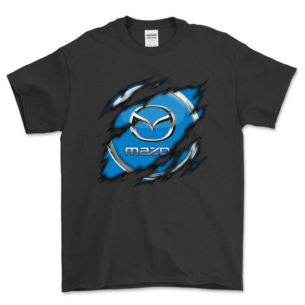 Mazda Ripped Unisex T-Shirt , Bomuld-Beklædning-Mazda-Sort-S-Forside-Garage Culture Shop- garage - man cave - merchandise