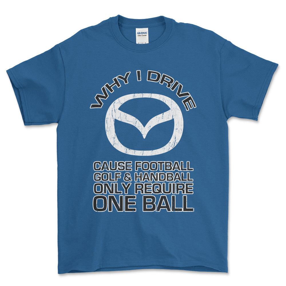 Mazda - Why I Drive Mazda Unisex T-Shirt , Bomuld-Beklædning-Mazda-Blå Royal-S-Garage Culture Shop- garage - man cave - merchandise