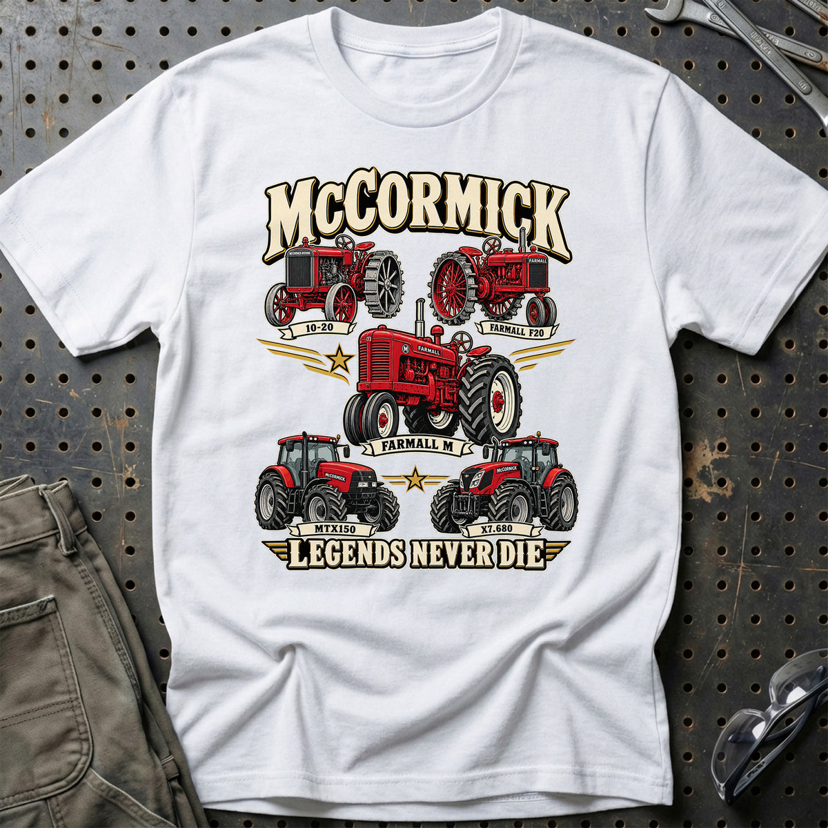 McCormick Legends Never Die T-Shirt-Beklædning-McCormick-Hvid-S-Garage Culture Shop- garage - man cave - merchandise