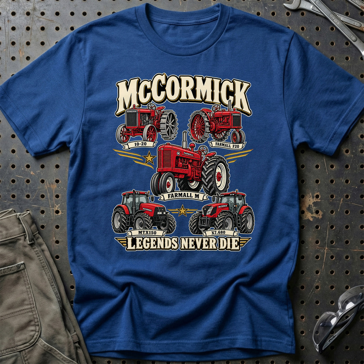 McCormick Legends Never Die T-Shirt-Beklædning-McCormick-Blå Royal-S-Garage Culture Shop- garage - man cave - merchandise
