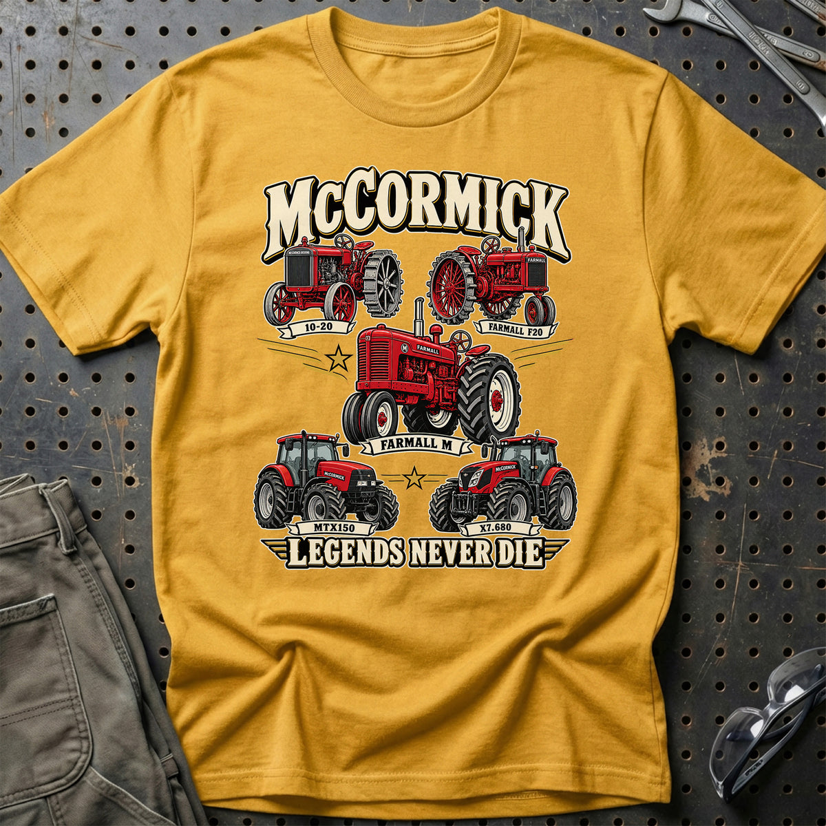 McCormick Legends Never Die T-Shirt-Beklædning-McCormick-Guld-S-Garage Culture Shop- garage - man cave - merchandise