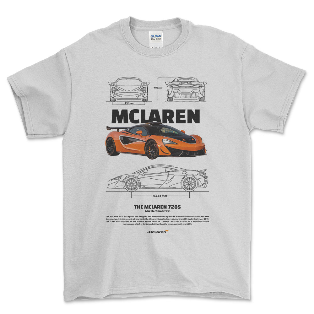 McLaren 720S - Unisex T-Shirt , Bomuld-Beklædning-McLaren-Hvid-S-Forside-Garage Culture Shop- garage - man cave - merchandise