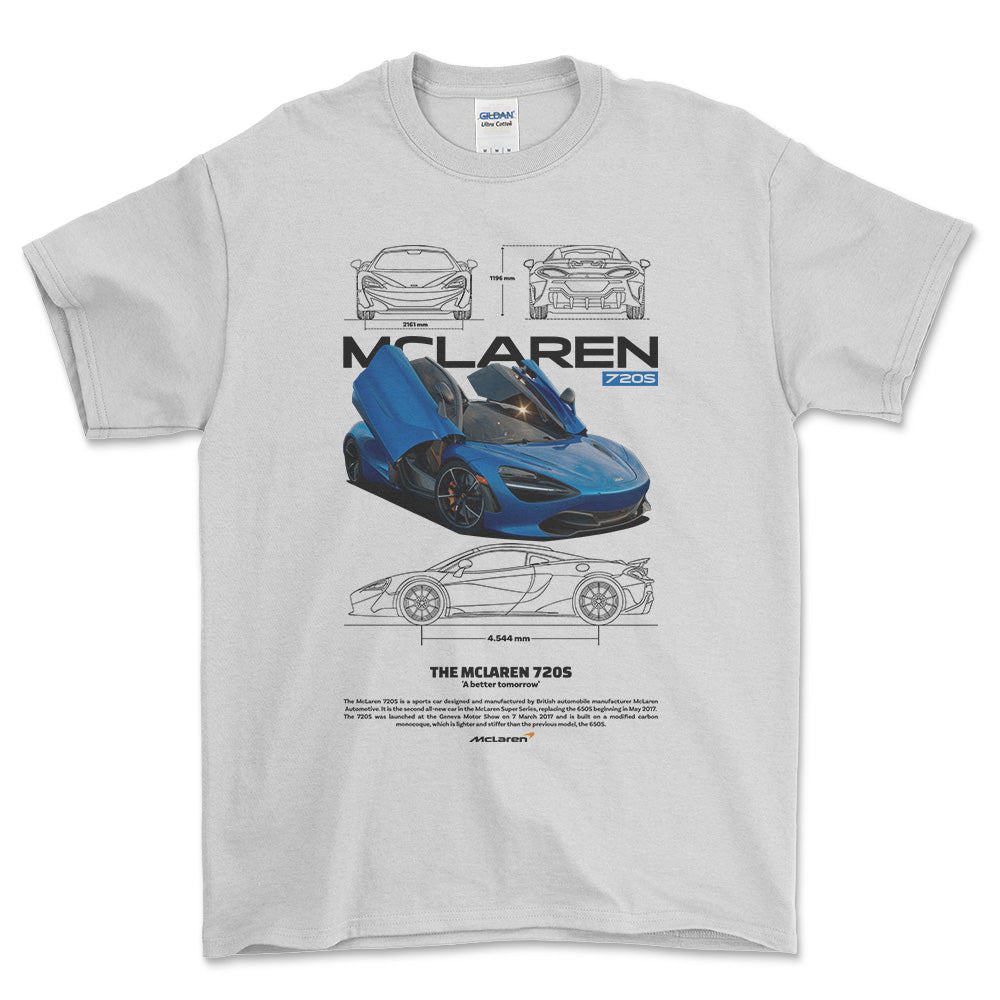 McLaren 720S - Unisex T-Shirt , Bomuld-Beklædning-McLaren-Hvid-S-Forside-Garage Culture Shop- garage - man cave - merchandise