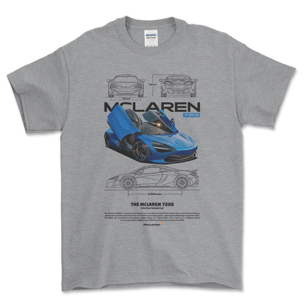 McLaren 720S - Unisex T-Shirt , Bomuld-Beklædning-McLaren-Grå Sport-S-Forside-Garage Culture Shop- garage - man cave - merchandise